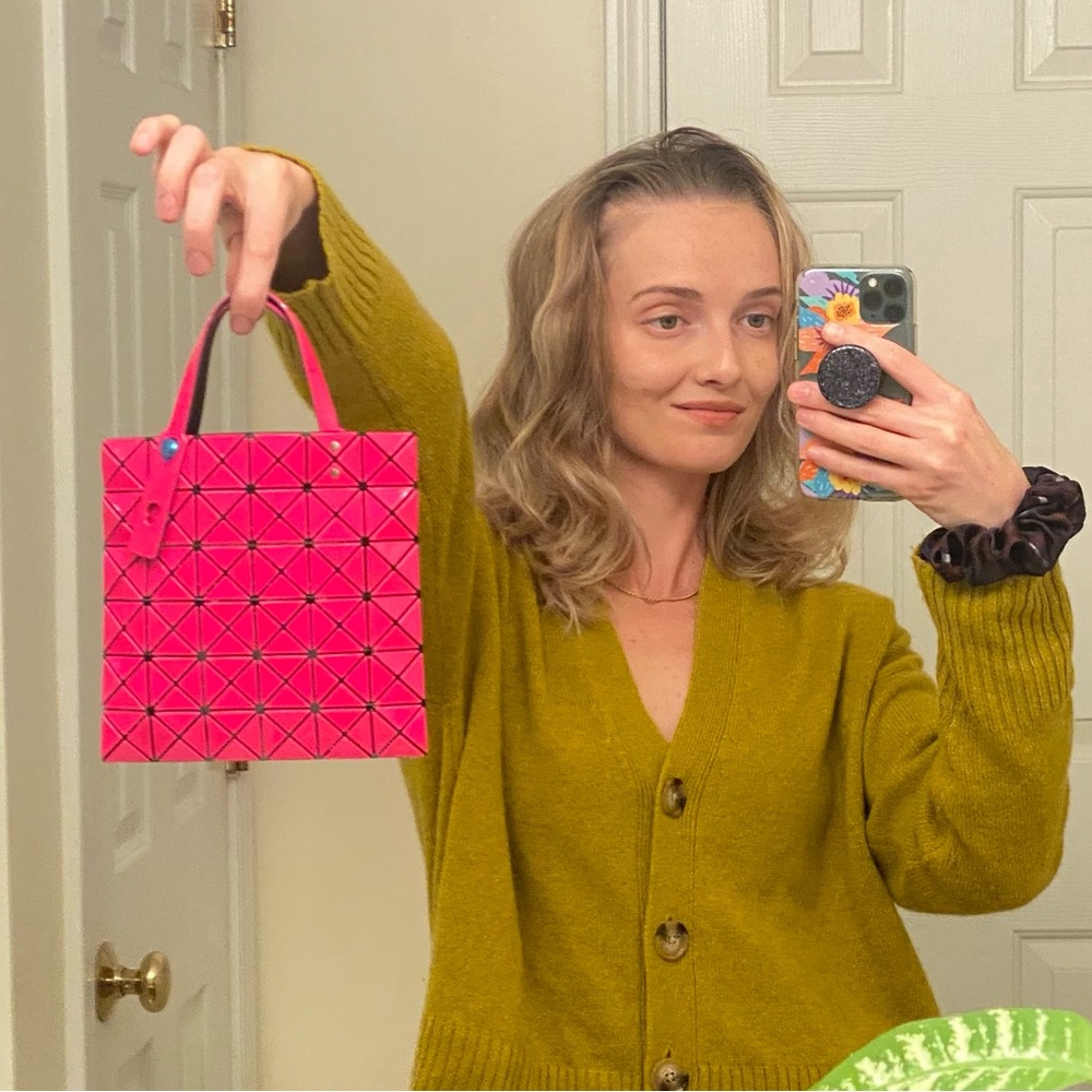 Issey Miyake Bao Bao mini tote in hot bright pink NEW